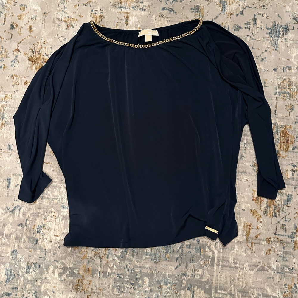 Michael Michael Kors Navy Blue Long Sleeve Blouse